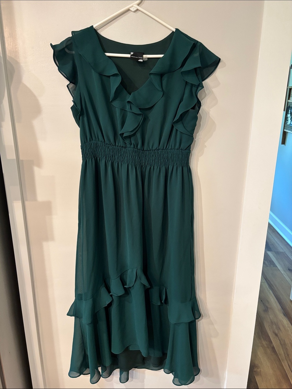 Emerald Green Ruffle High-Low Dress - Picture 5 of 6